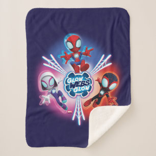 Team Spidey Glow Webs Glow Graphic Sherpa Blanket