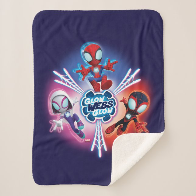 Team Spidey Glow Webs Glow Graphic Sherpa Blanket (Front)