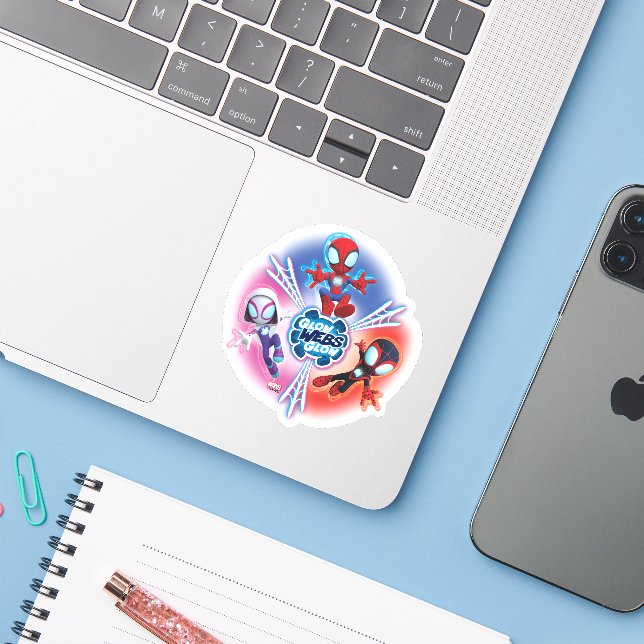 Team Spidey Glow Webs Glow Graphic Sticker (Laptop w/ iPhone)