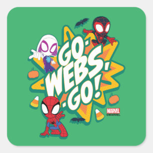 Team Spidey Halloween Go-Webs,-Go! Square Sticker