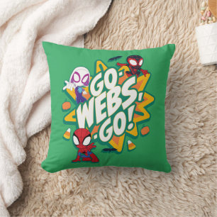 Team Spidey Halloween Go-Webs,-Go! Throw Pillow
