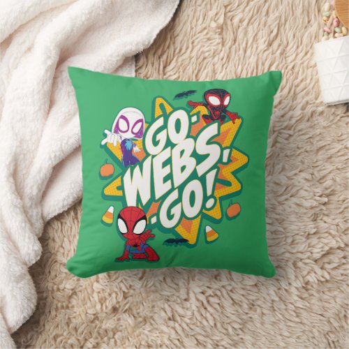 Team Spidey Halloween Go_Webs_Go Throw Pillow