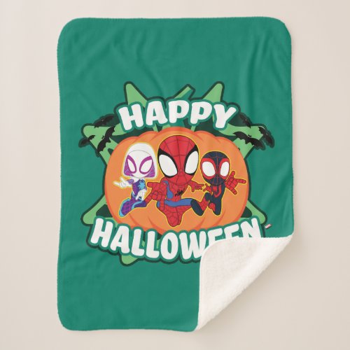 Team Spidey Happy Halloween Sherpa Blanket