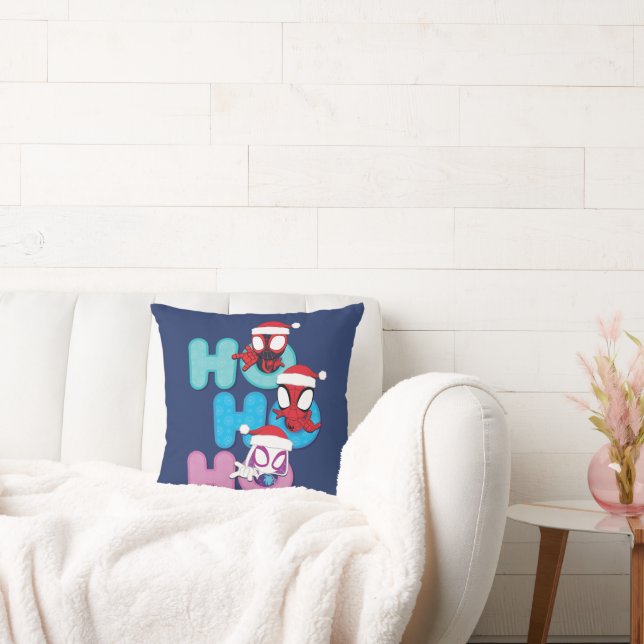 Team Spidey Ho Ho Ho Throw Pillow (Couch)