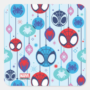 Team Spidey Holiday Bauble Pattern Square Sticker