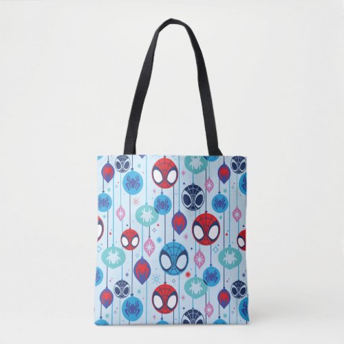 Team Spidey Holiday Bauble Pattern Tote Bag