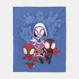 Team Spidey Leap From Black Cat, Sandman, Electro Fleece Blanket