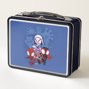Team Spidey Leap From Black Cat, Sandman, Electro Metal Lunch Box