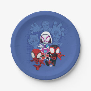 Team Spidey Leap From Black Cat, Sandman, Electro Paper Plates
