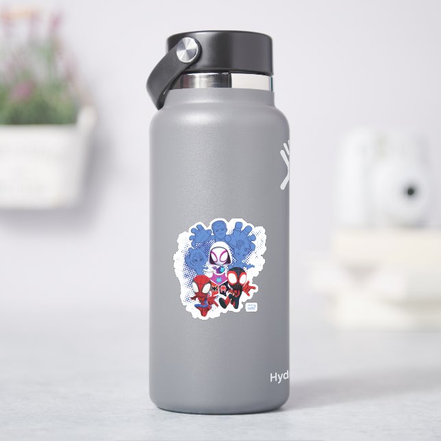 Team Spidey Leap From Black Cat, Sandman, Electro Sticker (HydroFlask)
