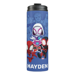 Team Spidey Leap From Black Cat, Sandman, Electro Thermal Tumbler