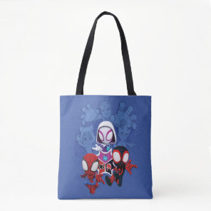 Team Spidey Leap From Black Cat, Sandman, Electro Tote Bag