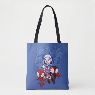 Team Spidey Leap From Black Cat, Sandman, Electro Tote Bag