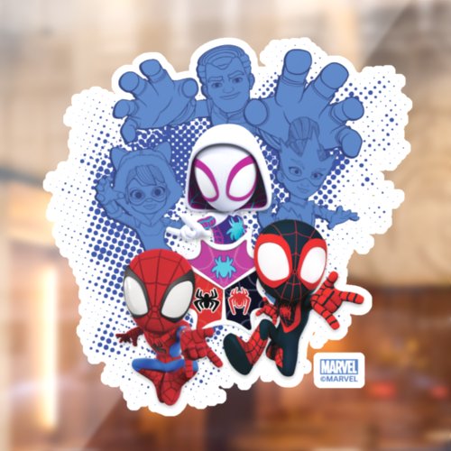 Team Spidey Leap From Black Cat Sandman Electro Window Cling