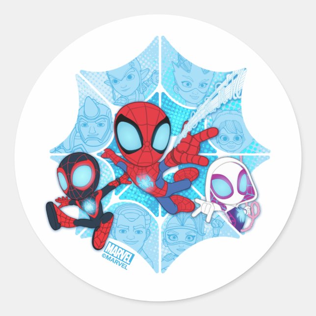 Team Spidey Over Web of Villains Classic Round Sti Sticker (Front)