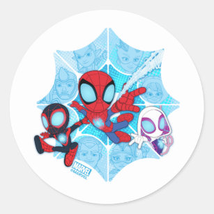 Team Spidey Over Web of Villains Classic Round Sticker