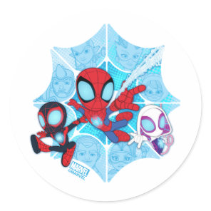 Team Spidey Over Web of Villains Classic Round Sticker
