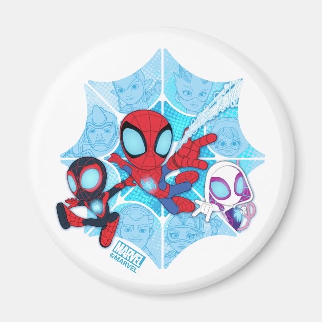 Team Spidey Over Web of Villains Magnet (Front)