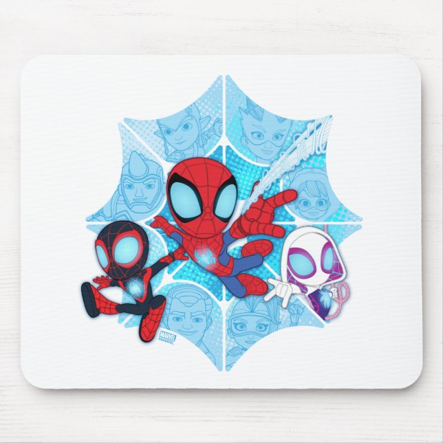 Team Spidey Over Web of Villains Mouse Pad (Front)
