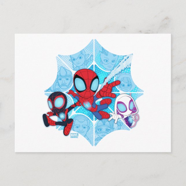 Team Spidey Over Web of Villains Postcard (Front)