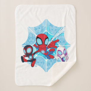 Team Spidey Over Web of Villains Sherpa Blanket