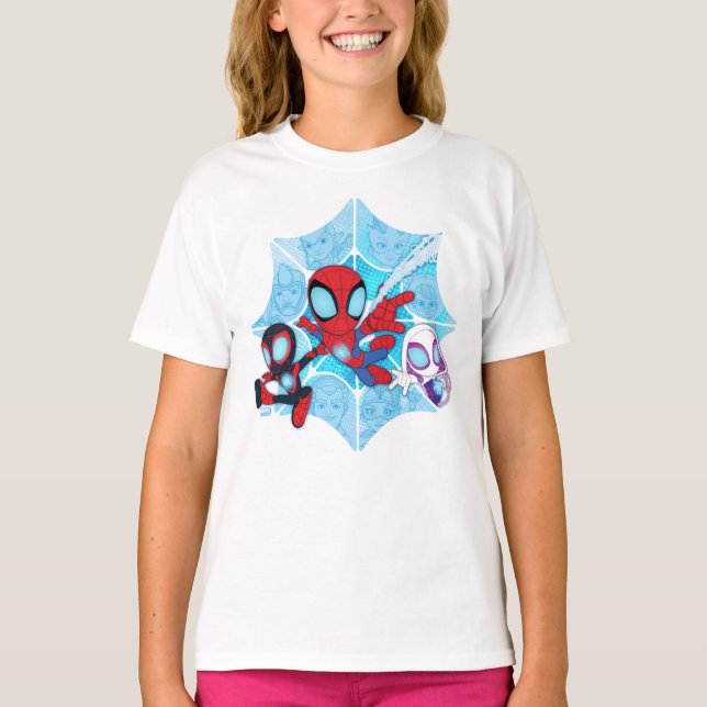 Team Spidey Over Web of Villains T-Shirt (Front)