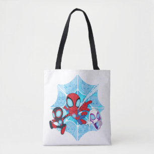 Team Spidey Over Web of Villains Tote Bag