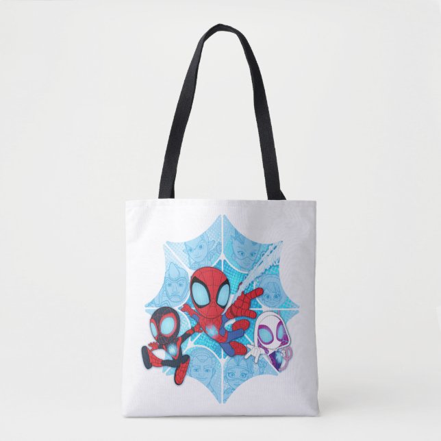 Team Spidey Over Web of Villains Tote Bag (Front)