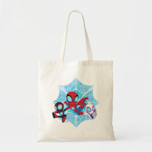 Team Spidey Over Web of Villains Tote Bag