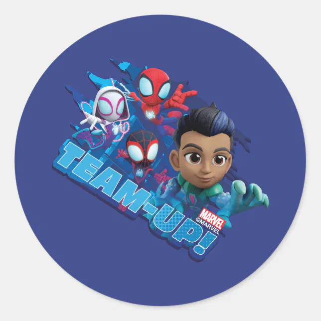 Team Spidey & Reptil Team-Up! Classic Round Sticker | Zazzle