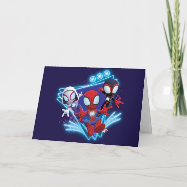Team Spidey Triangle Glow Webs Glow Graphic Card (Front)