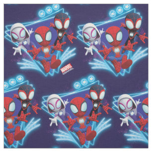 Team Spidey Triangle Glow Webs Glow Graphic Fabric