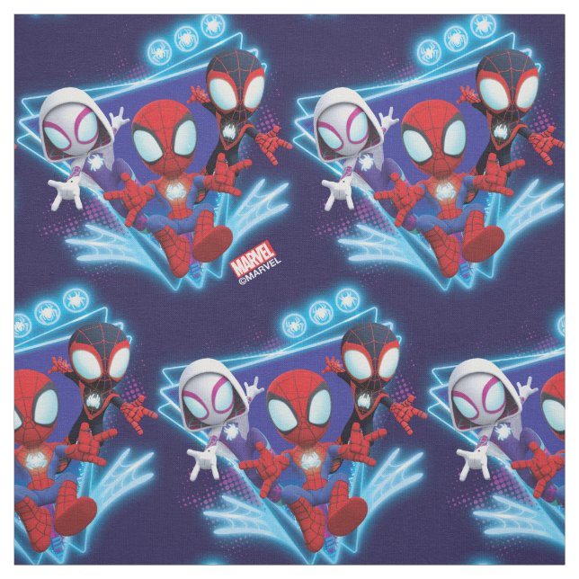 Team Spidey Triangle Glow Webs Glow Graphic Fabric (Swatch)