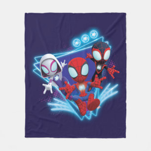 Team Spidey Triangle Glow Webs Glow Graphic Fleece Blanket