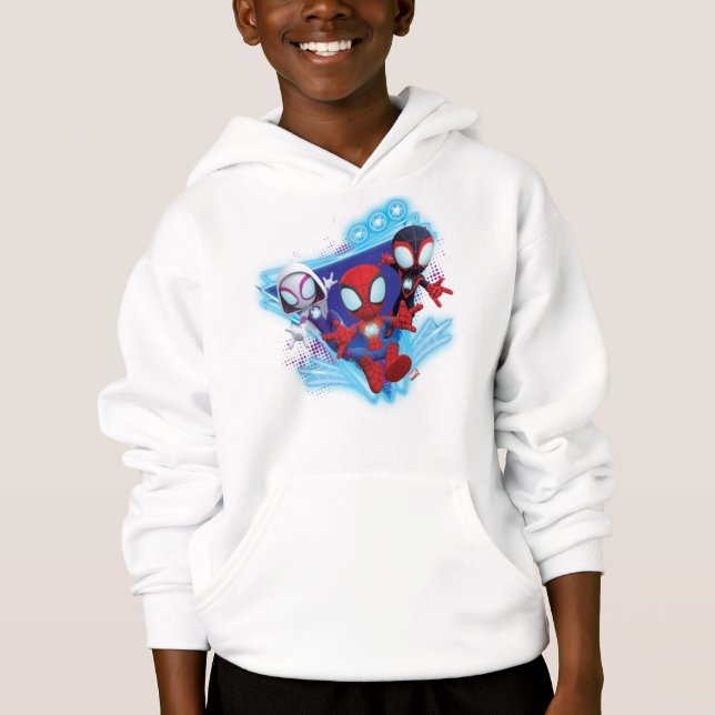 Team Spidey Triangle Glow Webs Glow Graphic Hoodie (Front)