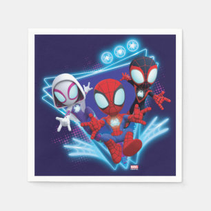 Team Spidey Triangle Glow Webs Glow Graphic Napkins