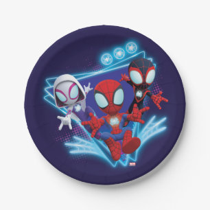 Team Spidey Triangle Glow Webs Glow Graphic Paper Plates