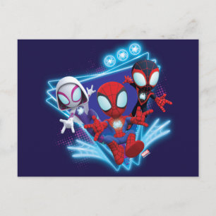 Team Spidey Triangle Glow Webs Glow Graphic Postcard