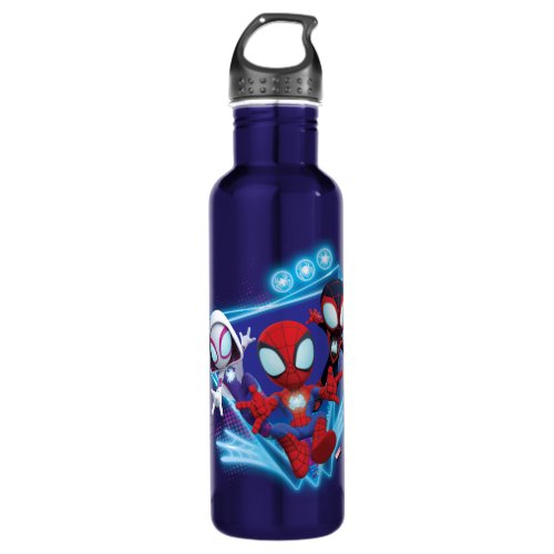 Team Spidey Triangle Glow Webs Glow Graphic Stainless Steel Water Bottle