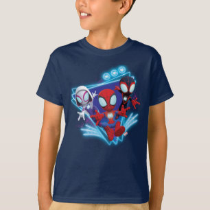 Team Spidey Triangle Glow Webs Glow Graphic T-Shirt