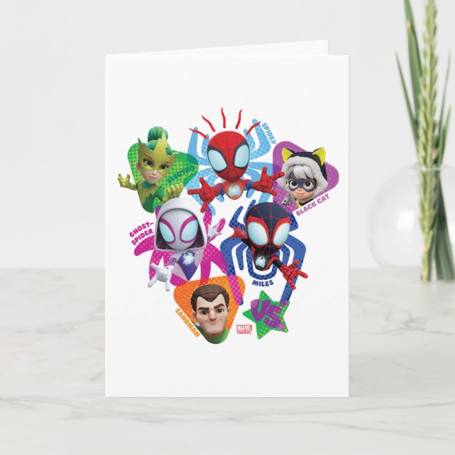 Team Spidey Vs. Electro, Sandman, & Black Cat Card (Front)