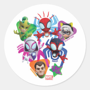 Team Spidey Vs. Electro, Sandman, & Black Cat Classic Round Sticker