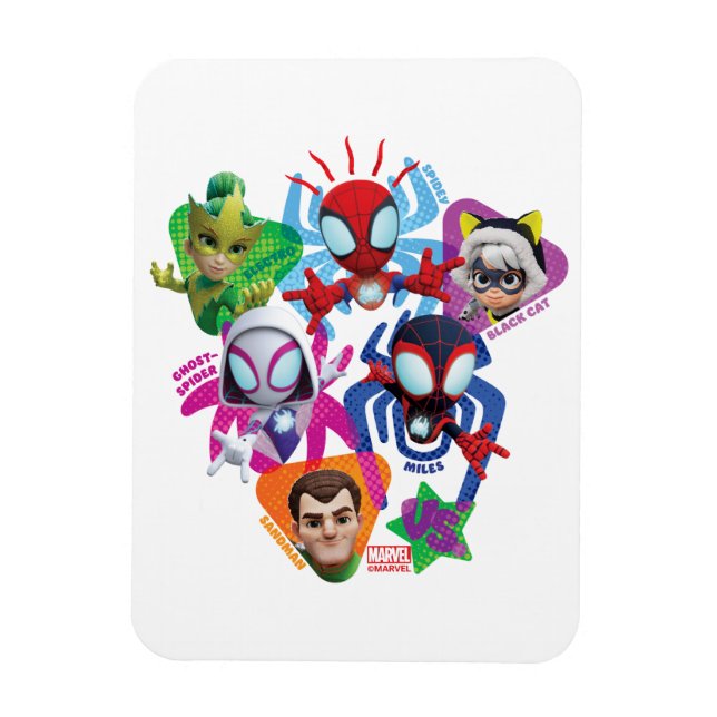 Team Spidey Vs. Electro, Sandman, & Black Cat Magnet (Vertical)