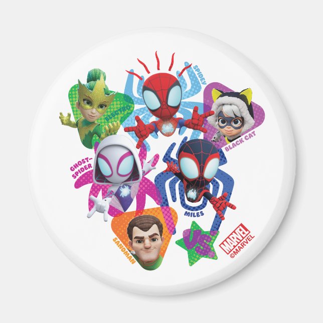 Team Spidey Vs. Electro, Sandman, & Black Cat Magnet (Front)
