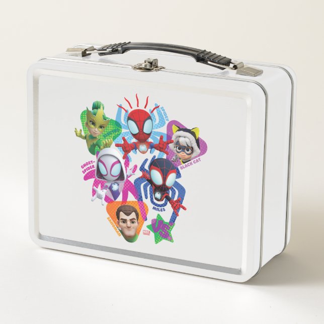 Team Spidey Vs. Electro, Sandman, & Black Cat Metal Lunch Box (Front)