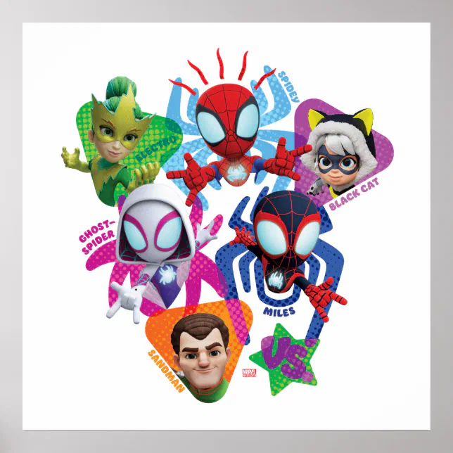 Team Spidey Vs. Electro, Sandman, & Black Cat Poster | Zazzle