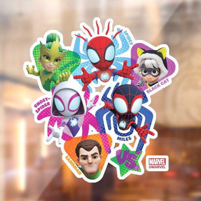 Team Spidey Vs. Electro, Sandman, & Black Cat Window Cling (Sheet 2)