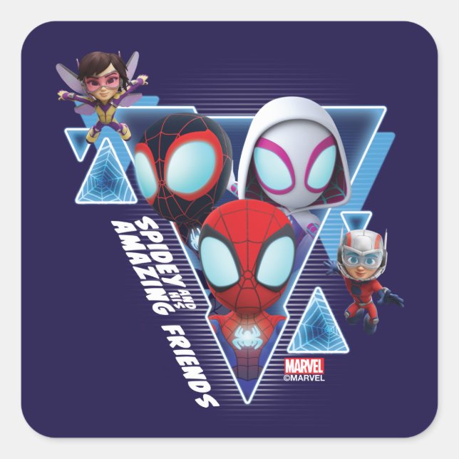 Team Spidey with Ant-Man and the Wasp Square Sticker (Front)