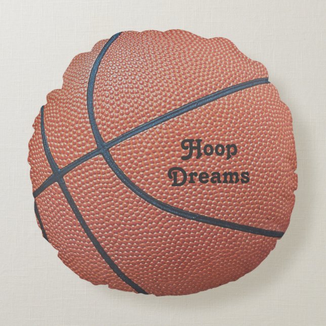 Team Spirit_Basketball texture look_Hoops Dreams Round Pillow (Front)