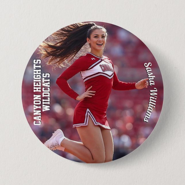 Team Spirit Photo Button Pin - Light Text (Front)